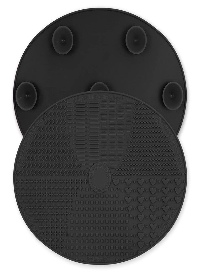 Ranphykx Makeup Brush Cleaner Mat Silicone Brush Cleaning Mat Big Size Make Up Brush Clean Pad with Suction Cup for Makeup Brush Cleaning (Black) - Image 1